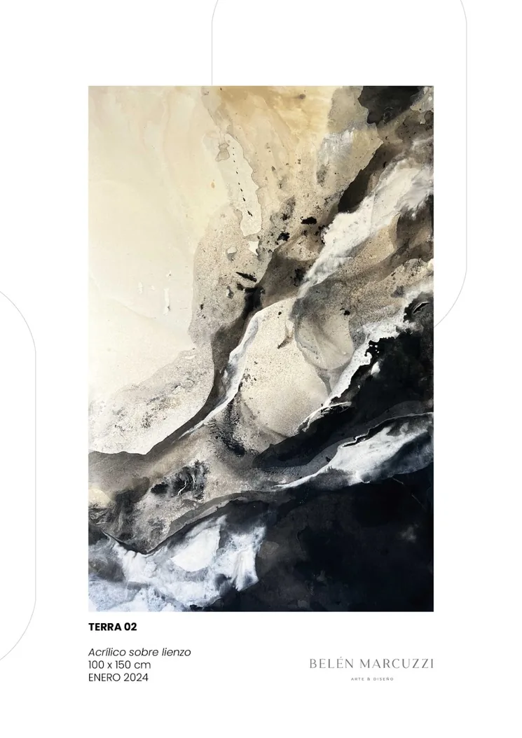 Terraqua — acrylic on canvas, 100 × 150 cm, 2024. Atmospheric painting in white.